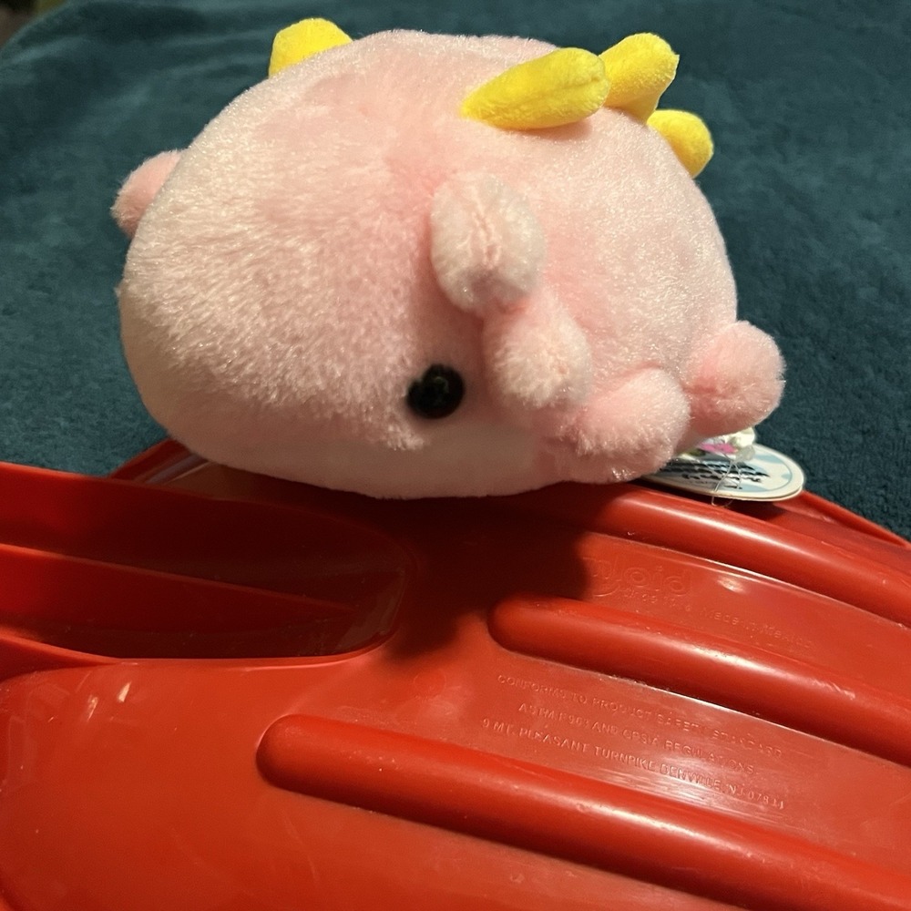 NWT Ankylo Yuru Yuru Dinosaur‎ Pink Yellow Ankylosaurus Plush Stuffed Japan 7"